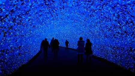 Tunnel illumination of Nabana no Satoの写真素材