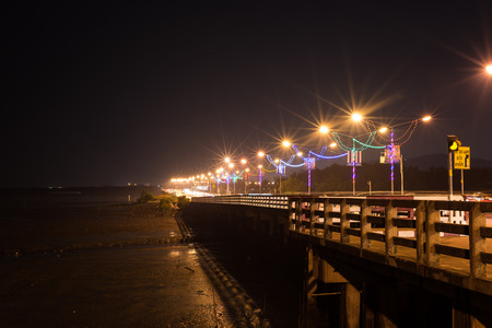 The light trails on the road in Chonburi, Thailand.のeditorial素材