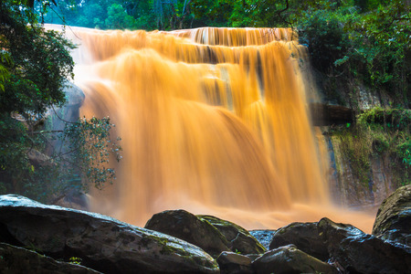 Mittrapharpthai-Laos waterfall in Phusuansai nationalpark, Leoy province, Thailandの写真素材
