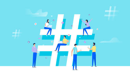 Hashtag social media concept group of peopleのイラスト素材