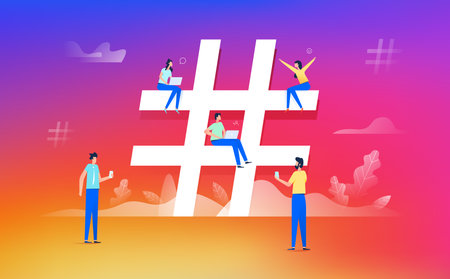 Hashtag social media concept group of peopleのイラスト素材