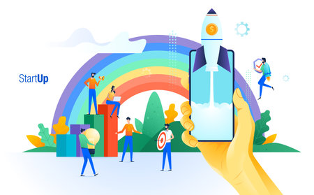 business startup, teamwork group of peopleのイラスト素材