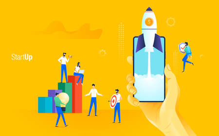business startup, teamwork group of peopleのイラスト素材