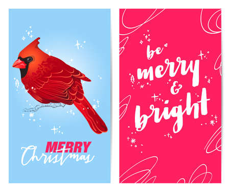 Greeting cards with winter birdのイラスト素材