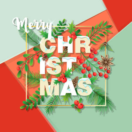 Merry Christmas Winter backgroundのイラスト素材