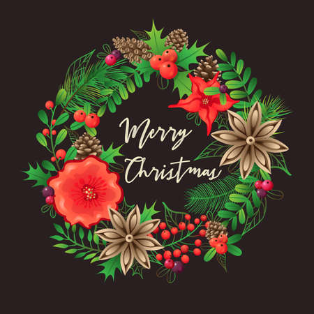 Christmas Wreath and Bouquetsのイラスト素材