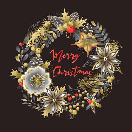 Christmas Wreath and Bouquetsのイラスト素材