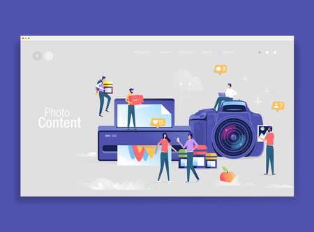 Photo Camera Social media concept group of people working together