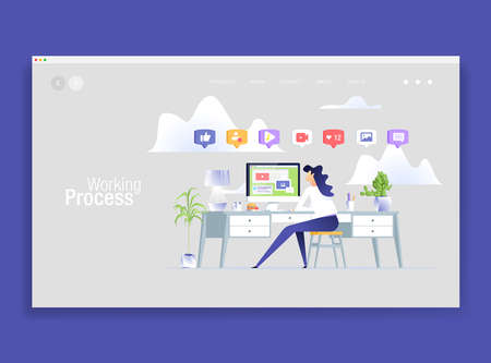 Business office workplace man working on computerのイラスト素材