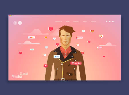 Brutal man social media concept icons