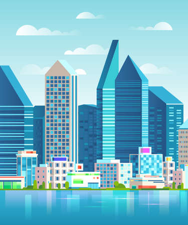 City skyline panorama. Urban landscape.のイラスト素材