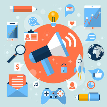 Flat design digital marketing conceptのイラスト素材