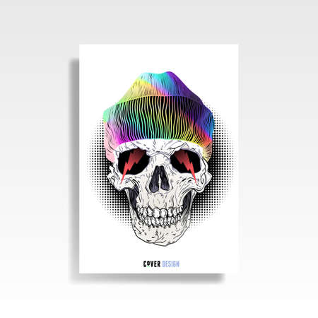 Abstract multicolored skull coverのイラスト素材
