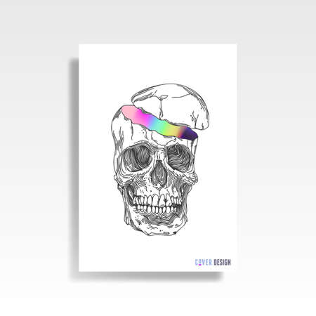 Abstract multicolored skull coverのイラスト素材