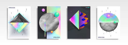 Cool trendy liquid fluid gradient shapesのイラスト素材