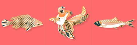 Abstract graphic fish and sea life logoのイラスト素材