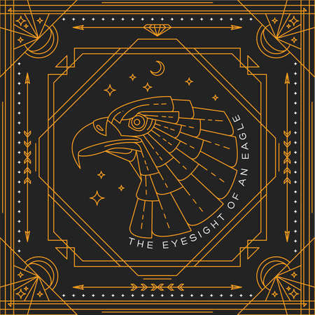 Vintage thin line bird labelのイラスト素材