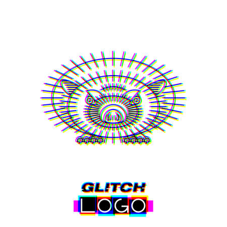 Glitch effect hedgehog logo vector animal illustrationのイラスト素材