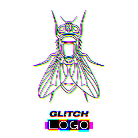 Glitch effect insect logo vector animal illustrationのイラスト素材