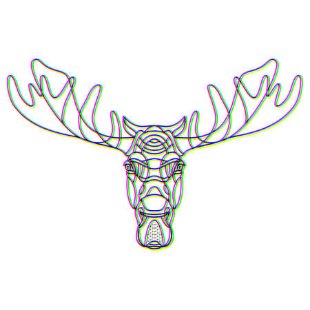Glitch effect elk logo vector animal illustrationのイラスト素材
