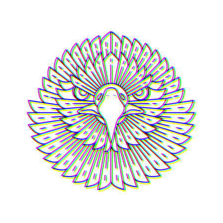 Glitch effect eagle logo vector animal illustrationのイラスト素材
