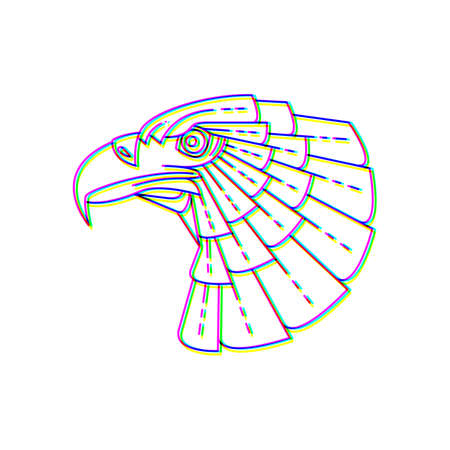 Glitch effect eagle logo vector animal illustrationのイラスト素材