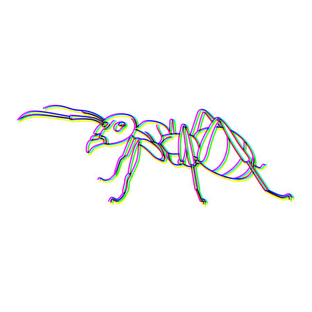 Glitch effect insect logo vector animal illustrationのイラスト素材