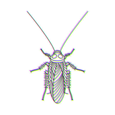 Glitch effect insect logo vector animal illustrationのイラスト素材