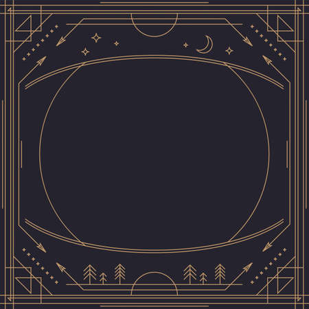 Thin line frame abstract geometric linear designのイラスト素材