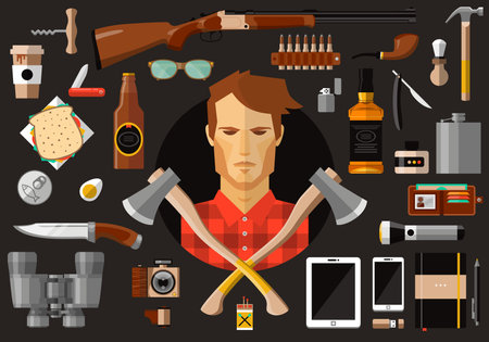 Man tools and equipment illustrationのイラスト素材
