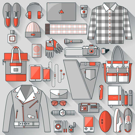 Every day carry and outfit accessoriesのイラスト素材