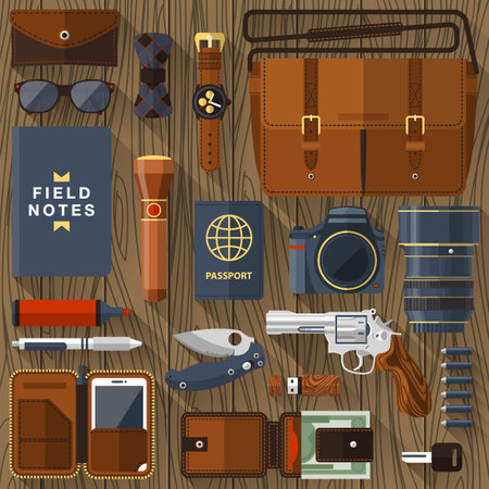 Every day carry and outfit accessoriesのイラスト素材