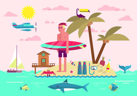 vector illustration summer vacationのイラスト素材