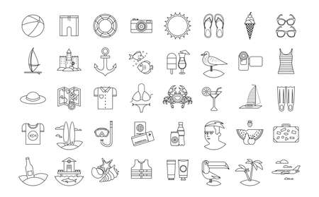 icons set of planning a summer vacationのイラスト素材