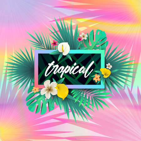 Summer tropical background designのイラスト素材