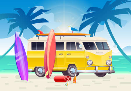 Summer colorful illustrationのイラスト素材