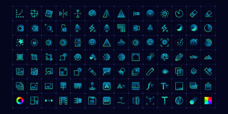 thin line image editing illustration iconsのイラスト素材