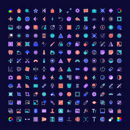 thin line image editing illustration iconsのイラスト素材