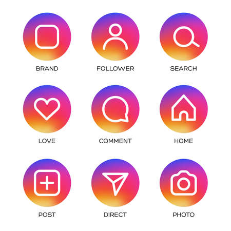 Internet social media iconsのイラスト素材
