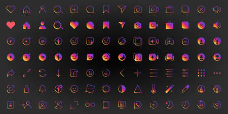 Internet social media iconsのイラスト素材