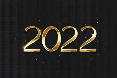 Happy New Year 2022 golden logo text design. Vector illustration conceptのイラスト素材