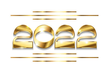 Happy New Year 2022 golden logo text design. Vector illustration conceptのイラスト素材
