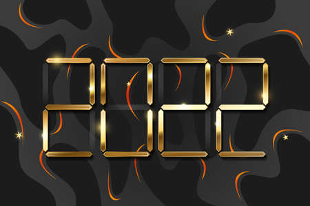 Happy New Year 2022 golden logo text design. Vector illustration conceptのイラスト素材