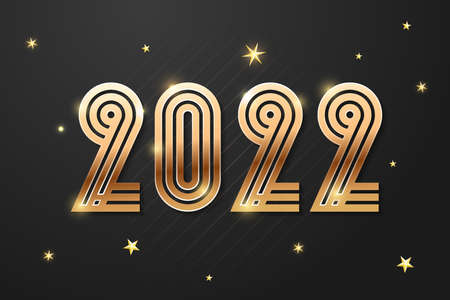 Happy New Year 2022 golden logo text design. Vector illustration conceptのイラスト素材