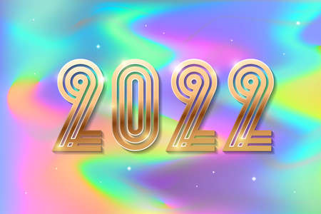 Happy New Year 2022 golden logo text design. Vector illustration conceptのイラスト素材