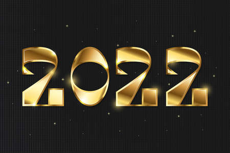 Happy New Year 2022 golden logo text design. Vector illustration conceptのイラスト素材