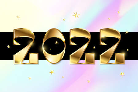 Happy New Year 2022 golden logo text design. Vector illustration conceptのイラスト素材