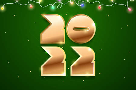 Happy New Year 2022 golden logo text design. Vector illustration conceptのイラスト素材