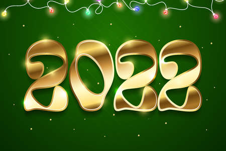 Happy New Year 2022 golden logo text design. Vector illustration conceptのイラスト素材