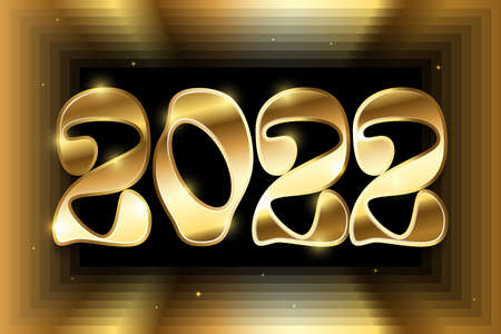 Happy New Year 2022 golden logo text design. Vector illustration conceptのイラスト素材